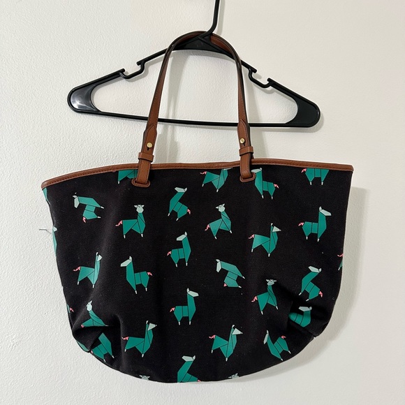 Fossil Origami Llama Print Canvas Shoulder Bag/ Tote - Picture 11 of 11